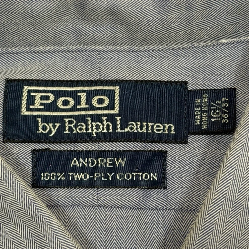 Vtg Polo Ralph Lauren Dress Shirt Men 16.5 Blue Button Up Two Ply Andrew